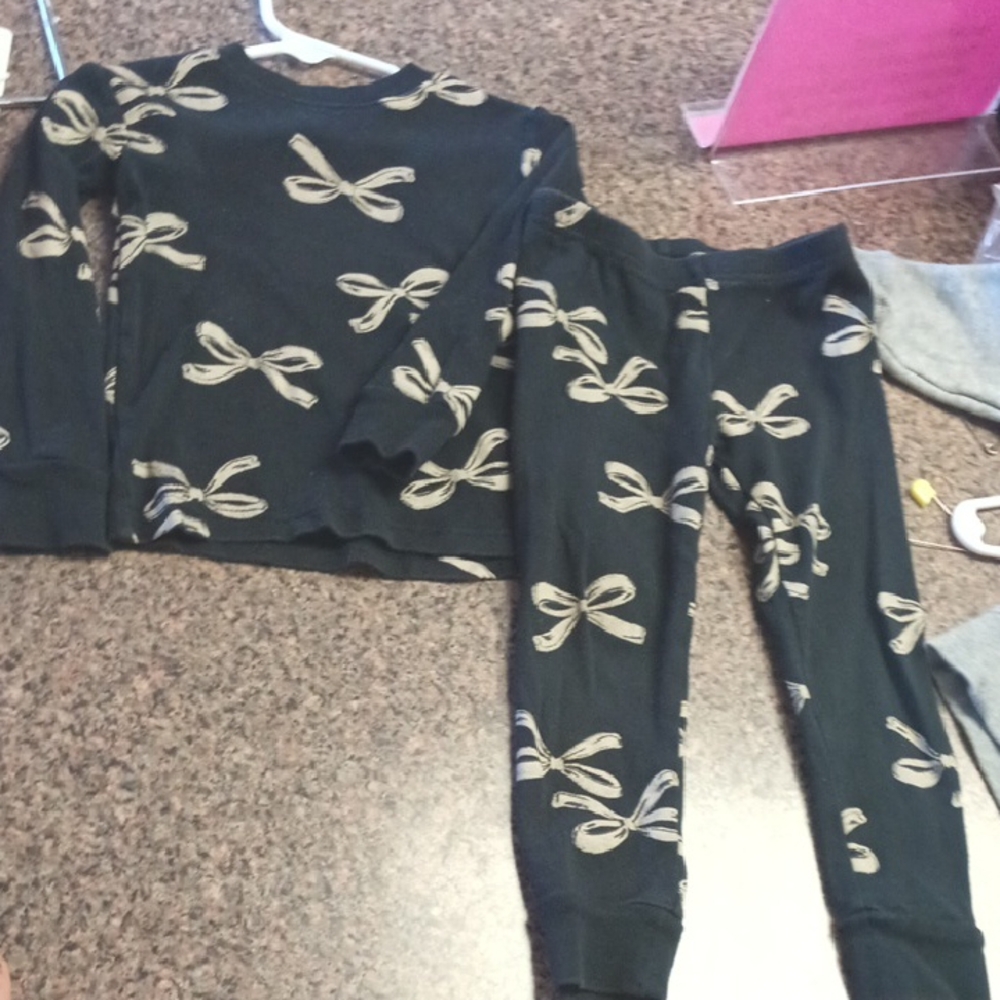 Carter's Black Pajama Set with Cream Bows